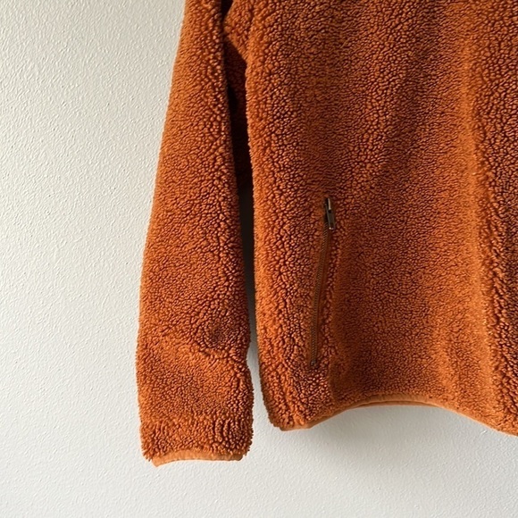 Daily Ritual Orange Sherpa Teddy Bear Pullover Quarter Zip Jacket - Picture 6 of 9